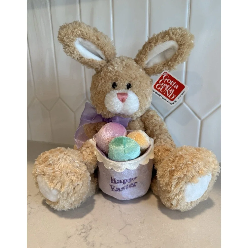 Gund Stuffed Rabbit Plush Easter Bunny Posable Ears Light Brown Dweezle 36246